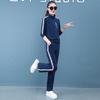 Conjunto casual esportivo de marca moderna e na moda para mulheres 2024 novo outono primavera estilo ocidental suéter gola alta calça perna larga conjunto de duas peças