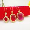 Nuevo Colgante para Mujer Chapado en Oro Latón con Piedra Roja y Colgante de Diamante Colgante Rojo Púrpura Ventas Directas de Fábrica Venta al por Mayor de Joyería