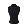 Chaleco Corto sin Mangas de Cuello Medio Estilo Puro Deseo, Nueva Moda de Primavera Versátil Ajustado Color Sólido Capa Base