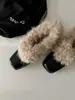 Zapatos de Felpa Cuadrados Estilo Coreano para Mujer, Zapatos Cálidos de Algodón 2026, Zapatos Negros de Cuero Retro con Tacón Grueso Estilo Francés