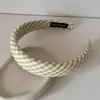 Faixa de Cabelo Xadrez Amarela para Mulheres, Tiara de Cabelo com Coroa Alta para Lavar o Rosto, Presilha de Cabelo Antiderrapante para Sair, Realça a Tez, Acessório de Cabelo