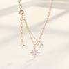 Colar Elaine Prata de Lei S925 Diamante Flash Estrela de Seis Pontas Nicho Alto Nível Simples Elegante Borla Corrente Clavicular Dupla Camada para Mulheres