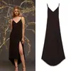 Vestido Longo de Verão Feminino Moda Festa Estilo Europeu e Americano Crepe com Alças Atacado Transfronteiriço Za