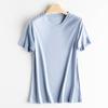 <Algodão Pi Ma> Camiseta de Seda de Amora Fresca e Sem Amassados, Camiseta Simples de Algodão Mercerizado com Gola Redonda para Mulheres, Manga Curta Slim-Fit T26 Primavera/Verão