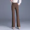 Pantalones acampanados gruesos con forro polar a la moda para mujer, nuevos pantalones largos adelgazantes de cintura alta para otoño/invierno 2026, pantalones casuales elegantes y versátiles