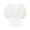 Camiseta de Manga Curta Oxygen Ice-Skin, Blusa Plissada Falsa de Duas Peças em Tencel Lyocell, Top Tomara-que-Caia para Mulheres, Verão