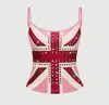 Europeu e Americano Transfronteiriço Y2K Retrô Estilo Americano Moderno Strass Moda de Rua Tendência Camisole de Verão Feminino Slim Sexy Regata