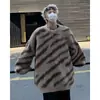 Suéter de Zebra para Hombre Invierno Engrosado Terciopelo de Visón Otoño e Invierno Estilo Americano Estilo Japonés Retro Estilo Perezoso Chaqueta