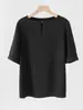 Verano Nuevo Cuello Redondo Seda Pesada Camiseta Mujer Adelgazante Viajero Seda de Morera Manga Corta Top Negro Sudadera Holgada