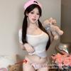 Yi Mengyao Academia da Juventude Garota Suave Uniforme Aberto Roupa de Marinheiro Lingerie Sexy Tentação Macacão com Virilha Aberta Conjunto para Mulheres