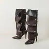 Botas de mujer de punta alta para otoño e invierno con suelas de goma blandas, botas Martin ligeras con cremallera trasera y tacones finos, disponibles en tallas grandes para ventas transfronterizas