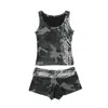 Conjunto de Shorts Casuais e Regata Transfronteiriço, Moda Punk, Estampa de Letras Única, Estilo Sexy Hot Girl, Regata Y2K Estilosa