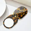 Peine de Ácido Acético con Espejo, Antiestático, Peine Espejo Multifuncional Estampado de Leopardo, Regalo de Hotel
