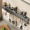 ¡Wow, Estante de Almacenamiento de Cocina Sin Taladro, Portapalillos y Cuchillos Multifuncional de Montaje en Pared, Estante Integrado para Cuchillos