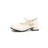 Novo Outono Retro Mary Jane Sapatos Infantis de Uma Sola Moda Solado Macio Versátil Sapatos Públicos para Meninas Corte Baixo Bico Quadrado Sapatos de Uma Sola