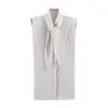 Estilo Europeo y Americano Transfronterizo Z Nueva Moda Ropa para Mujer al por Mayor Camisa Rayada con Tira Acolchada de Hombro y Lazo 4764031