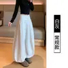 Calça de botão cor de café feminina outono novo estilo calça feminina calça casual para caminhar folgada estilo bf preguiçoso calça lanterna calça de perna larga