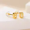 Pendientes de Plata de Ley S925 Chapados en Oro Citrino Amatista Geométricos de Moda Cuadrados de Corte Niche de Plata