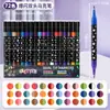 Marcador Flash de Doble Punta Bicolor Bolígrafo de Color Suave 24/48 Colores Marcador de Pintura para Cuaderno de Estudiante Resaltador Colorido