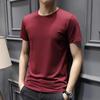 Camiseta Masculina de Verão Cor Sólida Manga Curta Tamanho Plus Size Estilo Coreano Slim Fit Gola Redonda Manga Meia Manga (Branco Sem Embalagem)