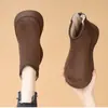 Botines cortos de invierno estilo británico esmerilados retro, botas de nieve de cuero suave para comercio exterior de suela gruesa, zapatos Birkenstock de felpa versátiles que aumentan la altura