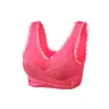 Ropa interior deportiva push up para realzar el busto lateral, talla grande para mujer, sujetador inalámbrico ajustable, cruce frontal, hebilla lateral, sujetador de encaje