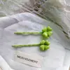 Grampo de Cabelo Ursinho Trevo de Quatro Folhas Fofo para Meninas, Presilha para Franja Lateral, Grampo de Cabelo Doce de Desenho Animado, Acessório de Cabelo