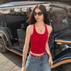 Chaleco de Trabajo Americano para Chica Sexy Rojo Acolchado Camisola Ropa Exterior para Mujer Verano Ajustado sin Mangas Top Chaleco