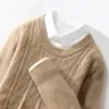 Nueva colección de otoño e invierno: Suéter 100% lana para hombre, con patrón jacquard, estilo pullover casual, color liso y corte grueso y holgado