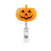 Porta credencial retráctil de acrílico con clip de Calabaza de Halloween para Personal Médico, Oficina, Porta Tarjeta de Identificación