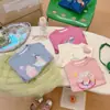 Ropa Infantil Coreana 2026 Primavera y Verano Nuevo Estilo Padre-Hijo Dulce Dibujos Animados Absorbente de Sudor Transpirable Color Caramelo Manga Corta Camiseta para Niñas