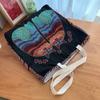 Bolsa de Hombro Bordada de Gato Lindo Estilo Étnico para Estudiante Literaria Femenina Damas Abstracta Simple