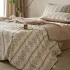 Colcha de Verano Estampada de Algodón y Lino Estilo Naturalista, Amigable con la Piel, Transpirable, Absorbe la Humedad, Suave, Cómoda, Sencilla, Colcha para Aire Acondicionado para Uso en Dormitorio.