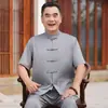 Traje Tang Estilo 2026 para Hombre, Conjunto de Manga Corta para Personas de Mediana Edad y Mayores, Estilo Delgado de Verano, Ropa de Alto Nivel Estilo Chino para Papá y Abuelo
