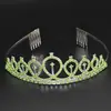 Corona de Cumpleaños Transfronteriza para Niña Diadema de Pedrería Accesorios para el Cabello Cinturón de Decoración de Etiqueta de Reina Suministros para Fiestas Cristal Brillante