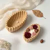 Molde de silicona para cuenco de almacenamiento ovalado con borde ondulado estilo Ins, molde para plato de frutas a rayas plisadas, portavelas
