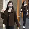 Chaqueta Camisa Corta Casual con Cuello de Solapa para Mujer, Otoño 2026, Juvenil, Holgada, Favorecedora, Top Versátil