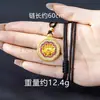 Colar de Ouro com Areia Vietnamita em Estilo Chinês, Pingente de Flor de Peônia Tridimensional Vazado com Pedras tipo Diamante no Estilo Palaciano, Joia Elegante e Estilosa para Mulheres