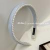 Novo Estilo Chinês Vintage Bordado Jacquard Pérola Bebê Azul Tecido Cabelo Argola Pequeno Chanel Estilo Elegante Headband All-match Acessórios para o Cabelo