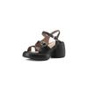 Sandalias Romanas de Cuero Genuino para Mujer, Tacón Grueso, Suela Gruesa, Punta Abierta, Estilo Veraniego de Gama Alta, Tiras de Una Sola Línea de 8 cm, Versátiles y Cómodas