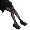 Medias Negras con Flor de Rosa Hueca Estilo Deseo Puro Pantimedias Estampadas, Medias de Red Personalizadas, Pantimedias Versátiles para Chicas Hermosas