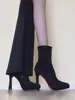 Botines de plataforma de tacón alto con punta afilada sexy para mujer, nuevo estilo 2026, tacón grueso, efecto adelgazante, botas elegantes y con estilo para mujer