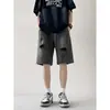 Shorts de Mezclilla Rasgados y Desgastados de Verano para Hombre Marca Ins Americana de Moda Sueltos Casuales Versátiles Lavados Rectos de Cinco Puntos