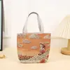 Bolso de Lona Nuevo Bolso Bordado Jacquard Estilo Étnico Bolso de Trabajo Casual con Cremallera Bolso Pequeño de Mano para Mujer