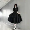 Vestido Lolita negro con cintura entallada, estilo elegante y vintage, monja gótica oscura Lolita
