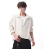 Moletom masculino versátil estilo vintage, camisa de outono com corte solto e design de duas peças falsas, camada de base casual de novo estilo