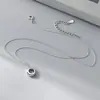 Nalan Prata S925 Estilo Coreano Simples Estilo Floresta Brilhante Assimétrico Pequeno Círculo Pingente Corrente Elegante Clavícula D4899