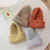 Gorro para Niños Nuevo Placa Ligera Color Sólido Gorro de Lana Tejido para Padres e Hijos Otoño e Invierno Cálido Gorro Protector de Orejas Moderno para Niños y Niñas