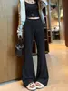 Estilo Nuevo de Otoño Pantalones Deportivos Casuales Micro-Acampanados Cintura Alta Caída Adelgazantes Pantalones de Yoga para Mujer Cordón Versión Estrecha Pantalones de Arroz Pegajoso