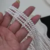 Perlas blancas brillantes de 4-5 mm de forma casi redonda, económicas, cadena de cuentas sueltas de perlas de agua dulce naturales, producto semiacabado de perlas de alto brillo